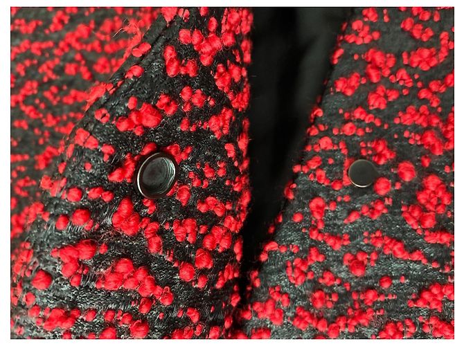 Balenciaga Abrigo de lana texturizada rojo y negro Roja - vista 5