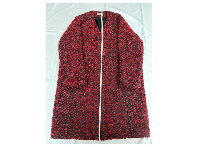 Balenciaga Abrigo de lana texturizada rojo y negro Roja - vista 6