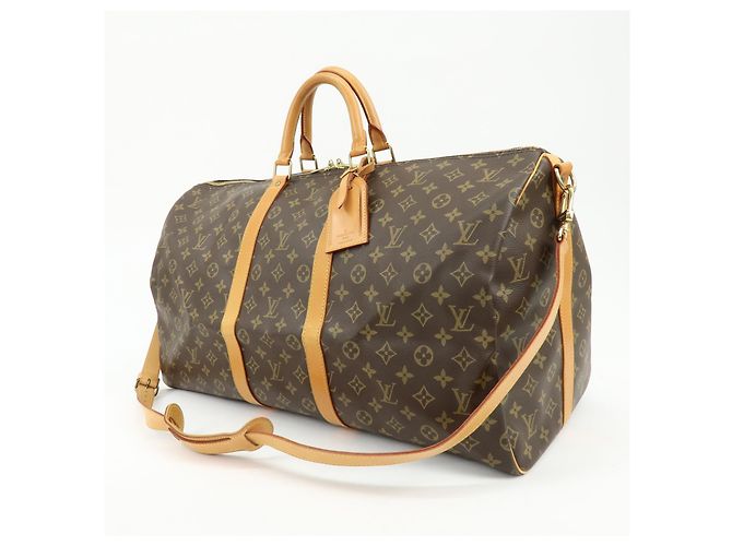 Louis Vuitton Keepall Bandouliere Monogram Canvas 55 Marrone - vista 3