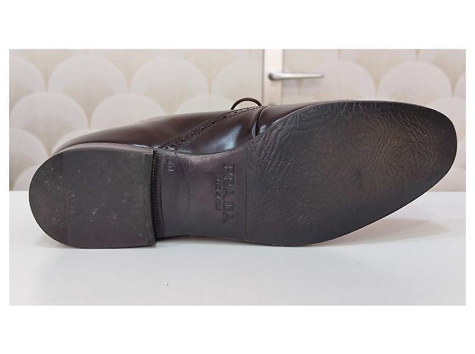 Prada braune Leder-Oxford-Schuhe - Ansicht 10
