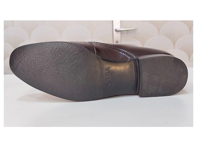 Prada braune Leder-Oxford-Schuhe - Ansicht 11