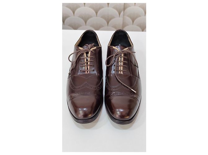 Prada braune Leder-Oxford-Schuhe - Ansicht 3