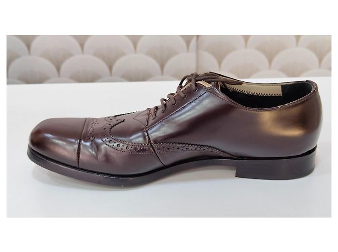 Prada braune Leder-Oxford-Schuhe - Ansicht 5