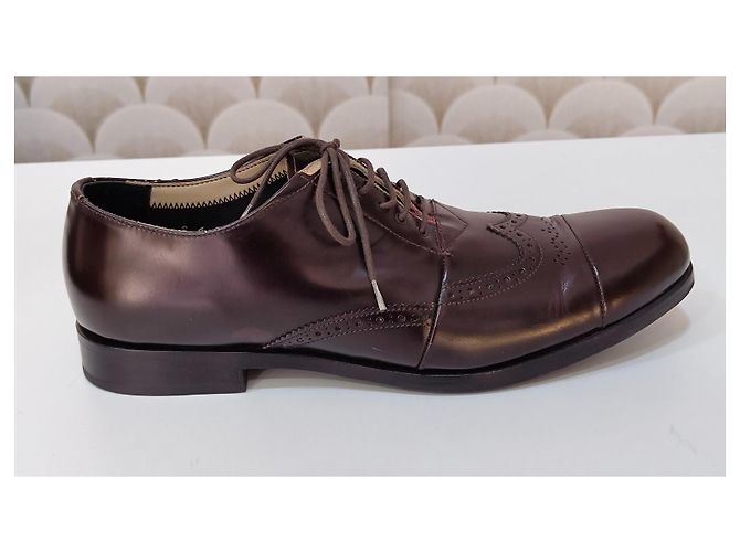 Prada braune Leder-Oxford-Schuhe - Ansicht 6