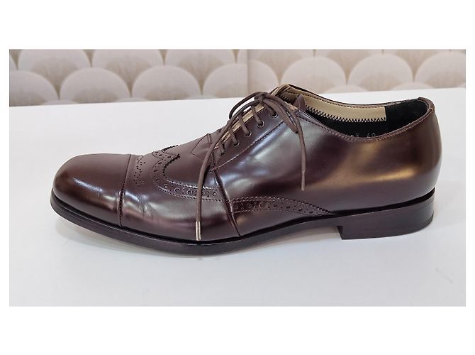 Prada braune Leder-Oxford-Schuhe - Ansicht 7