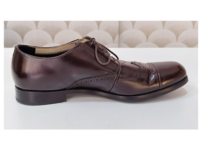 Prada braune Leder-Oxford-Schuhe - Ansicht 8