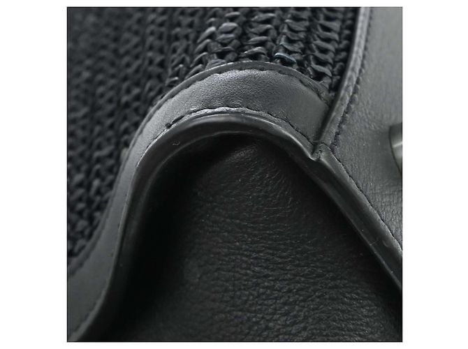 Autre Marque Saint Laurent Monogram Cabas Downtown Raffia and Leather Baby Negro - vista 4