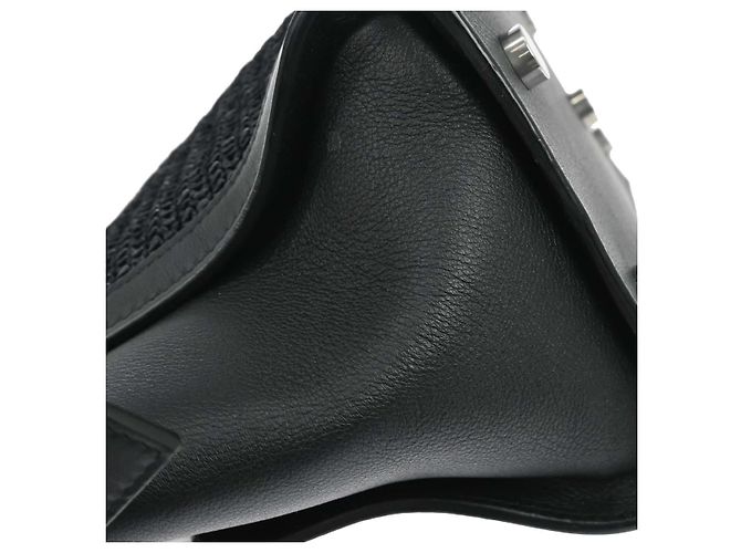 Autre Marque Saint Laurent Monogram Cabas Downtown Raffia and Leather Baby Negro - vista 5