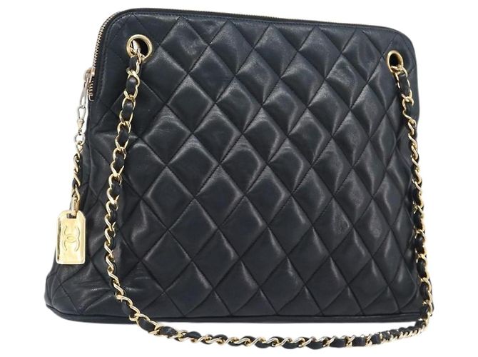 Chanel Schultertasche aus gestepptem Leder Schwarz - Ansicht 3