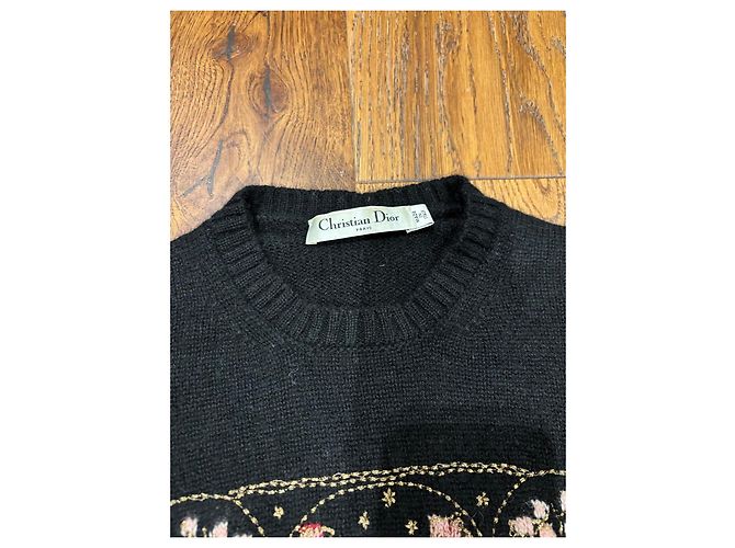 Christian Dior "Le Sagittaire" bestickter Strickpullover Schwarz - Ansicht 2