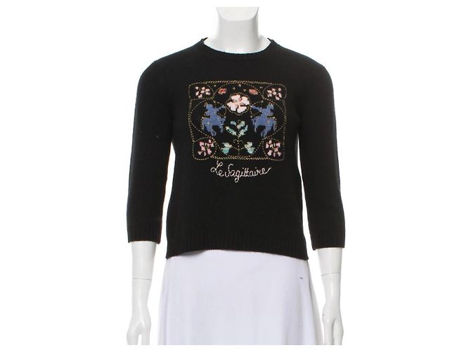 Christian Dior "Le Sagittaire" bestickter Strickpullover Schwarz - Ansicht 4