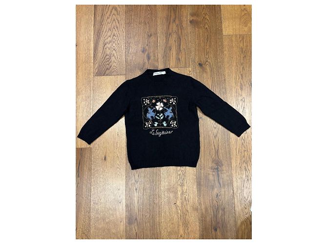 Christian Dior "Le Sagittaire" bestickter Strickpullover Schwarz - Ansicht 5