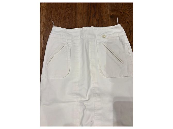 Gonna midi Chanel in cotone bianco - vista 2