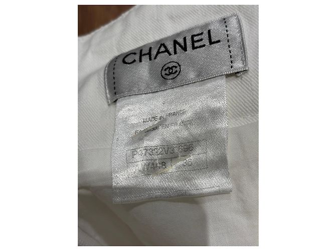 Gonna midi Chanel in cotone bianco - vista 4