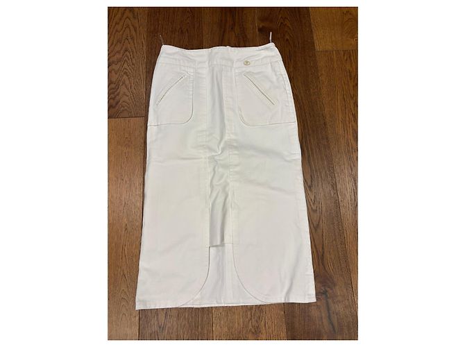Gonna midi Chanel in cotone bianco - vista 6