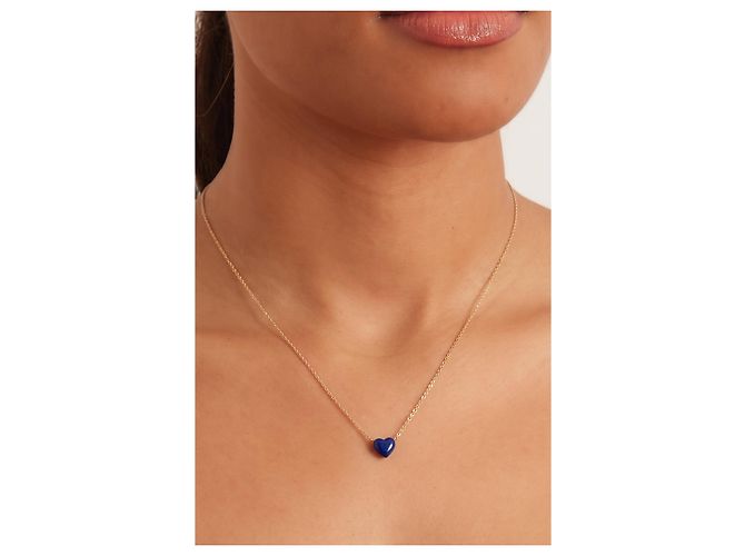 Autre Marque Collana Alison Lou Cuore in smalto e oro 14k Blu D'oro - vista 2