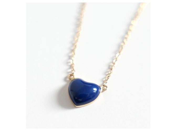Autre Marque Collana Alison Lou Cuore in smalto e oro 14k Blu D'oro - vista 3