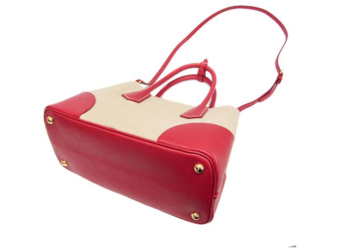 Prada Cuir Double Canvas and Saffiano Leather Medium Beige - vista 2