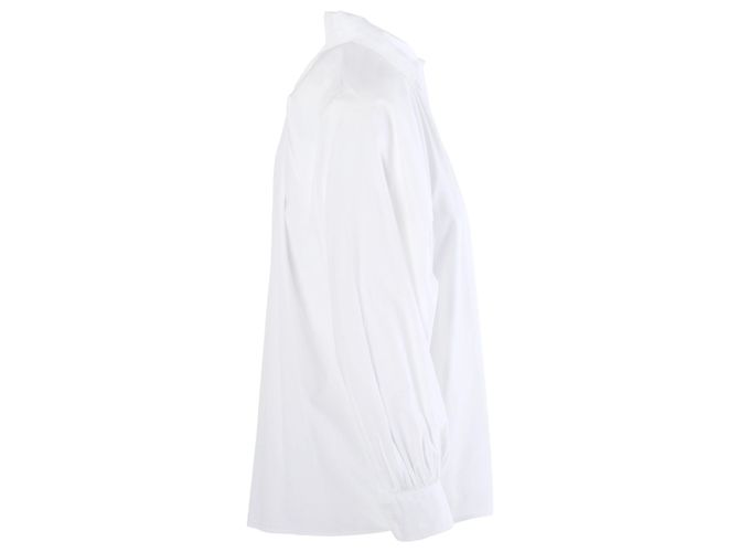 Camicia bianca arricciata Yves Saint Laurent Rive Gauche – anni '80 Bianco - vue 2