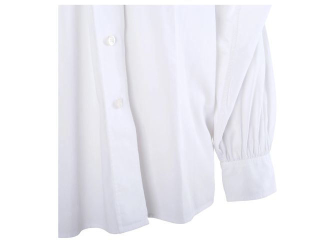 Camicia bianca arricciata Yves Saint Laurent Rive Gauche – anni '80 Bianco - vue 4