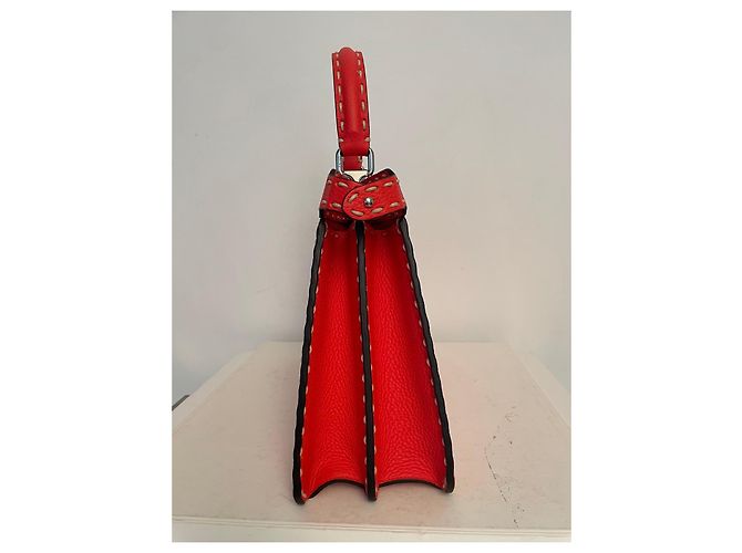 Borsa Fendi Peekaboo in pelle grana grossa Corallo - vista 10