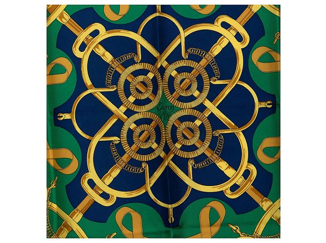 Foulard di seta Hermès Eperon D Or Blu 90 Scarves - vista 2