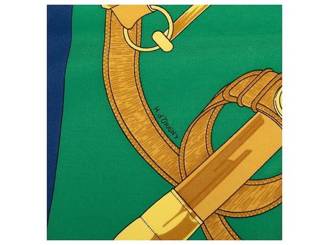 Foulard di seta Hermès Eperon D Or Blu 90 Scarves - vista 9