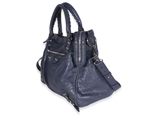 Borsa Velo Balenciaga Bleu Obscur Agneau Silver Hardware Blu - vista 3