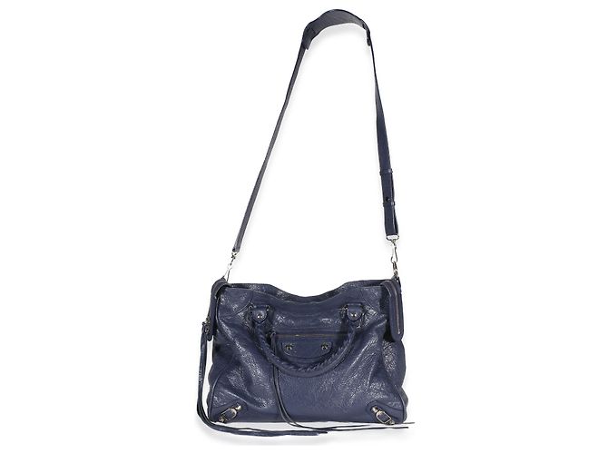 Borsa Velo Balenciaga Bleu Obscur Agneau Silver Hardware Blu - vista 5