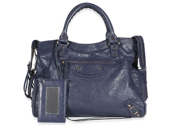Borsa Velo Balenciaga Bleu Obscur Agneau Silver Hardware Blu - vista 8