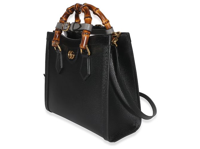 Borsa Tote Diana Medium in pelle di vitello Dollar testurizzata nera con Web Gucci Nero - vista 3