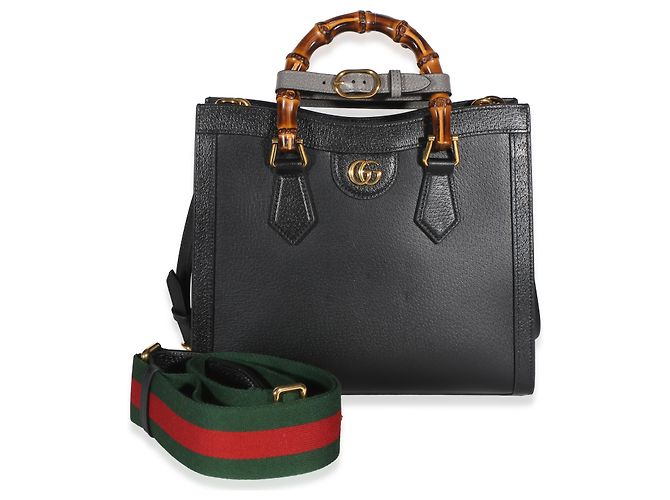 Borsa Tote Diana Medium in pelle di vitello Dollar testurizzata nera con Web Gucci Nero - vista 8