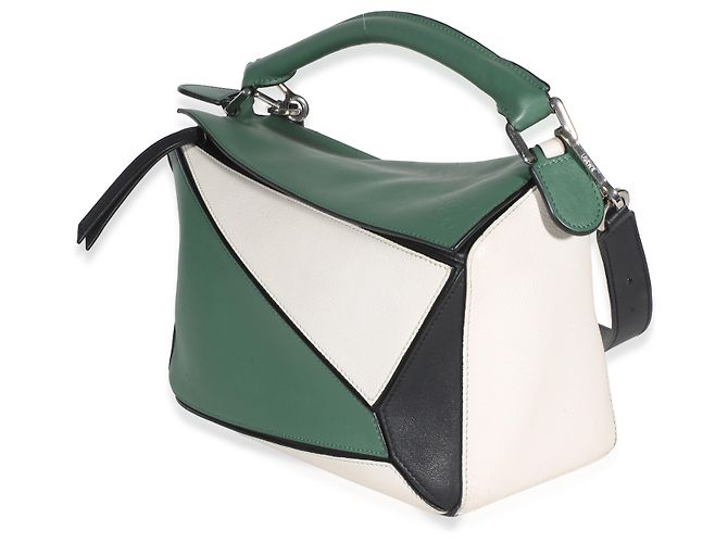 Loewe Puzzle Bag Medium aus multicolorigem grünem Kalbsleder - Ansicht 3