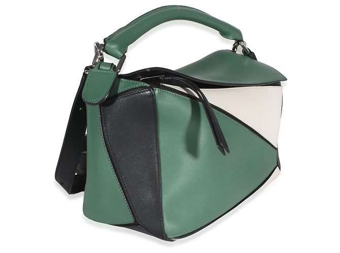 Loewe Puzzle Bag Medium aus multicolorigem grünem Kalbsleder - Ansicht 4