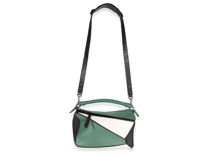 Loewe Puzzle Bag Medium aus multicolorigem grünem Kalbsleder - Ansicht 5