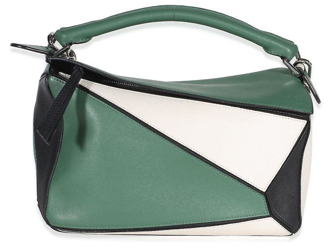 Loewe Puzzle Bag Medium aus multicolorigem grünem Kalbsleder - Ansicht 8