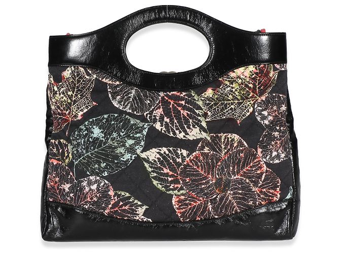 Gabrielle Borsa Shopping Large 31 Chanel in Tela Floreale Nera e Rosa e Vitello Nero Multicolore - vista 2