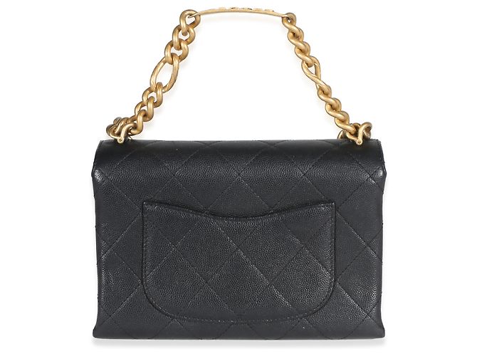 Gabrielle Borsa a patta Chanel Mini Bracelet On Chain in pelle caviar matelassé nera Nero - vista 2