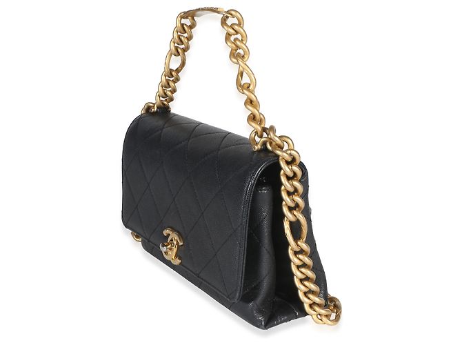 Gabrielle Borsa a patta Chanel Mini Bracelet On Chain in pelle caviar matelassé nera Nero - vista 3