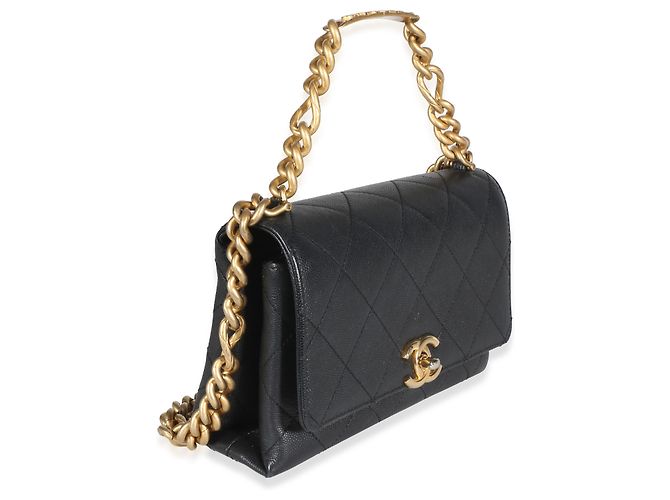 Gabrielle Borsa a patta Chanel Mini Bracelet On Chain in pelle caviar matelassé nera Nero - vista 4