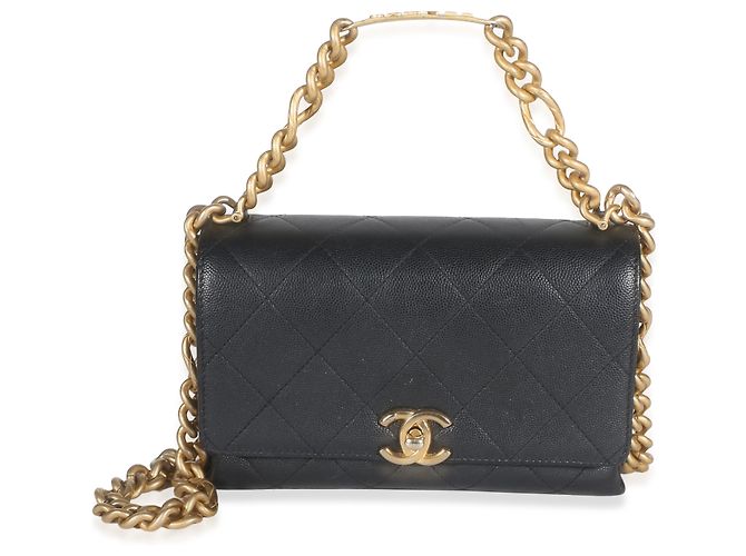 Gabrielle Borsa a patta Chanel Mini Bracelet On Chain in pelle caviar matelassé nera Nero - vista 8