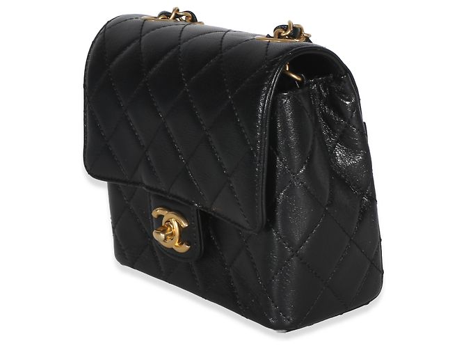 Gabrielle Bolsa Mini Square Flap Chanel em pele de cabra matelassada preta Preto - vista 3