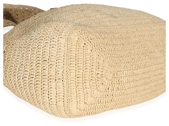 Autre Marque Saint Laurent Natural Raffia Medium Fantasie Hobo Beige - vista 5