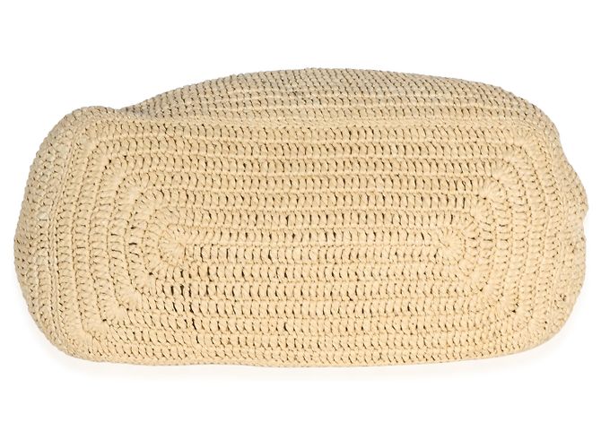 Autre Marque Saint Laurent Natural Raffia Medium Fantasie Hobo Beige - vista 6