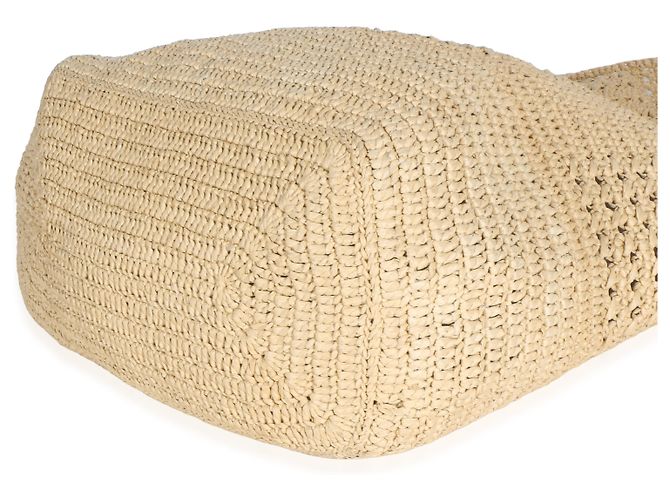 Autre Marque Saint Laurent Natural Raffia Medium Fantasie Hobo Beige - vista 7