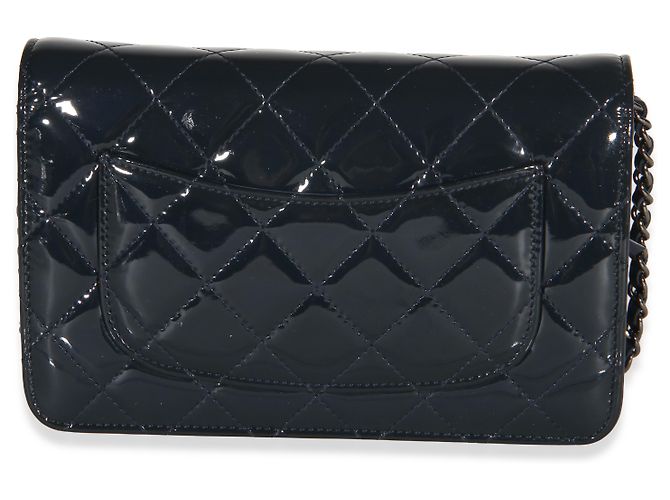 Portafoglio Chanel Navy Quilted Patent Wallet On Chain Blu - vista 2