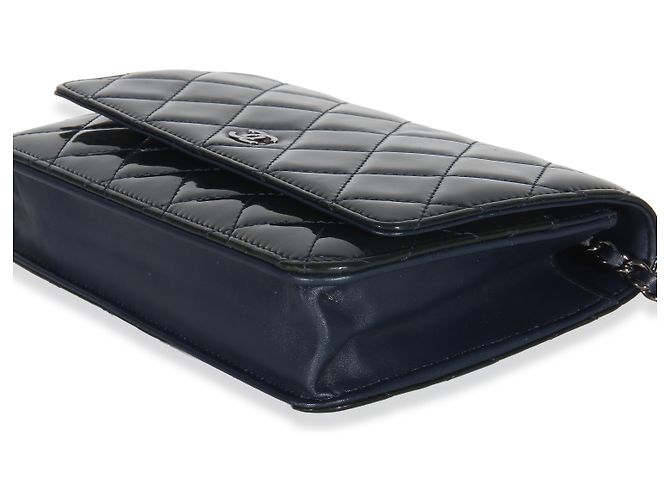 Portafoglio Chanel Navy Quilted Patent Wallet On Chain Blu - vista 6