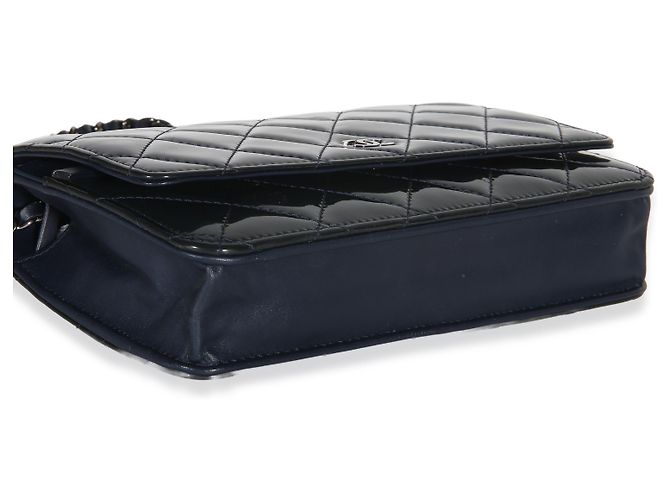Portafoglio Chanel Navy Quilted Patent Wallet On Chain Blu - vista 7