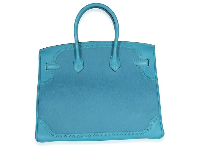 Hermès Turquoise Togo Swift Ghillies Birkin 35 PHW Blu - vista 2