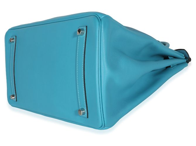 Hermès Turquoise Togo Swift Ghillies Birkin 35 PHW Blu - vista 6